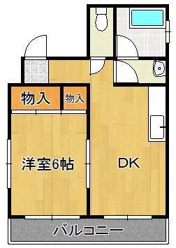 セゾン片野公園前(1DK/2階)の間取り写真