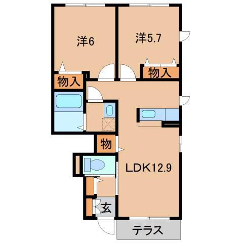 JR和歌山線 大谷駅(和歌山) 徒歩14分 2階建 築13年(2LDK/1階)の間取り写真