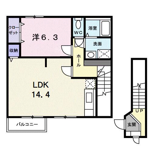 コーポフォレストB(1LDK/2階)の間取り写真