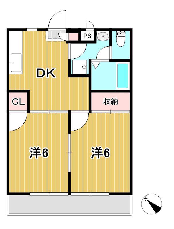 レジデンス本宮(2DK/2階)の間取り写真