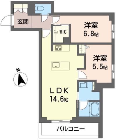 グランレール(2LDK/4階)の間取り写真