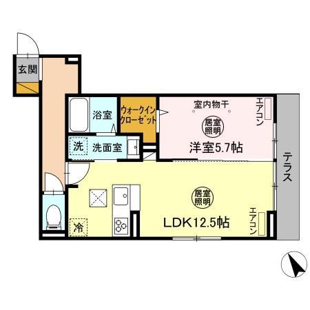 フレシール(1LDK/1階)の間取り写真