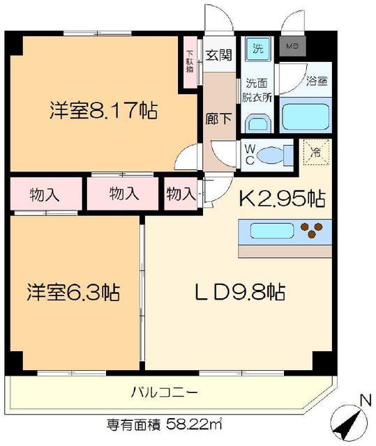 マーメイドラグーン(2LDK/1階)の間取り写真