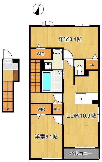 ロータス水巻3(2LDK/2階)の間取り写真
