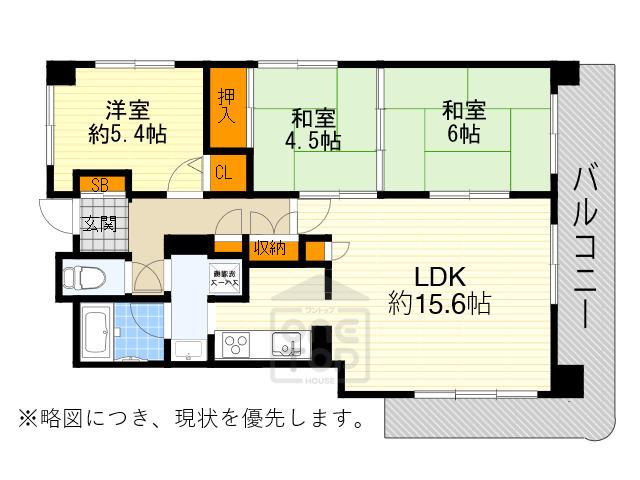 吹田野村ハイツ(3LDK/7階)の間取り写真