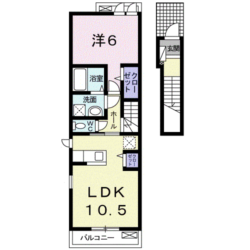 プリート E(1LDK/2階)の間取り写真