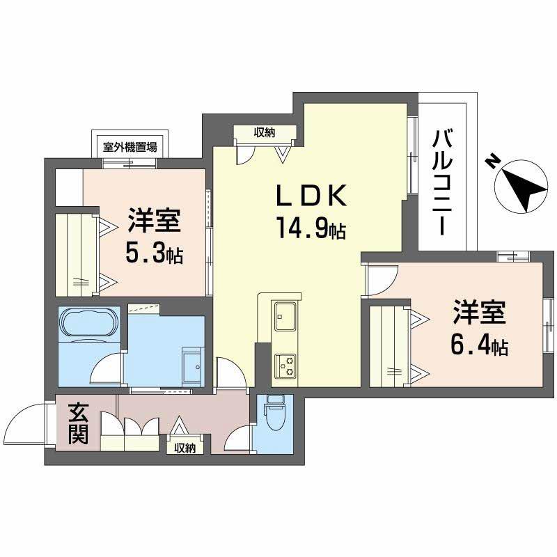 シャーメゾン グラニテ(2LDK/3階)の間取り写真
