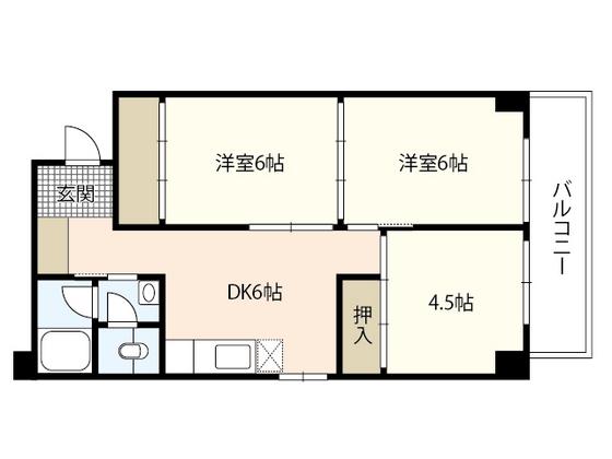 BAUHAUS牛田中(3DK/4階)の間取り写真