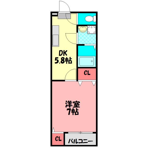 KSマンション(1DK/3階)の間取り写真