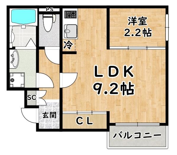 RIFF阪急神崎川(1LDK/3階)の間取り写真