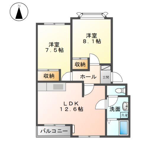 SOLEIL緑丘(2LDK/2階)の間取り写真
