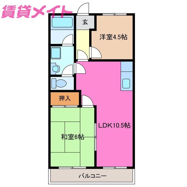 レイクサイド両ヶ池A・B(2LDK/1階)の間取り写真