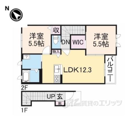 シャーメゾンコートK(2LDK/2階)の間取り写真