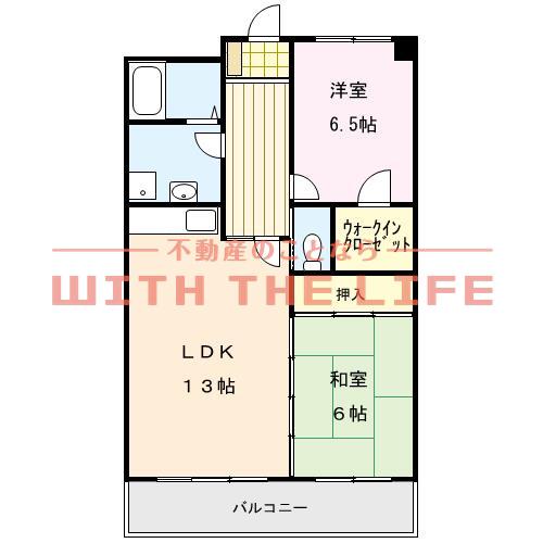 アメニティハイツ杏栄館(2LDK/5階)の間取り写真