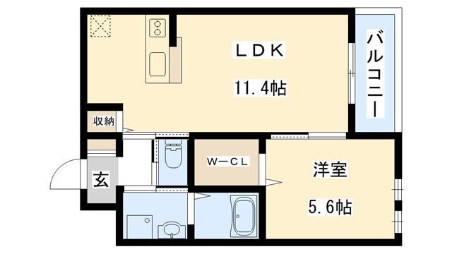 AGIO大宮(1LDK/2階)の間取り写真