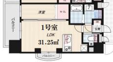 LUXE東三国(1LDK/9階)の間取り写真