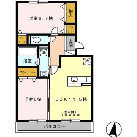 スーベニア(2LDK/3階)の間取り写真