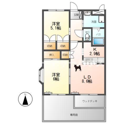 エスポア232(2LDK/1階)の間取り写真