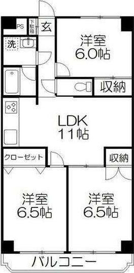 リバーサイドコート(3LDK/4階)の間取り写真