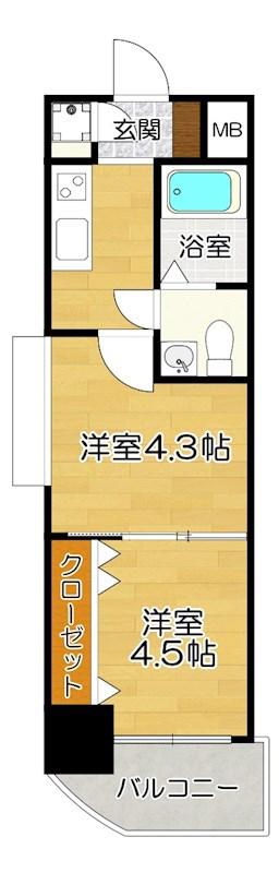 NO51 PROJECT2100日赤通(2K/1階)の間取り写真