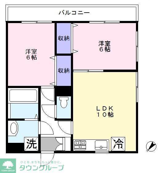 オークレア(2LDK/5階)の間取り写真