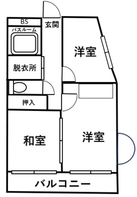 THECOURT相模大野(2DK/2階)の間取り写真