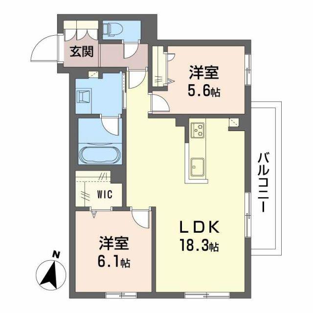 プライムフェルトII(2LDK/2階)の間取り写真