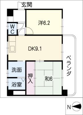 ヴェルドミール(2DK/3階)の間取り写真