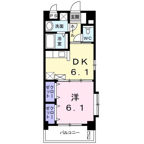 グランシャトーヤフソ(1DK/4階)の間取り写真