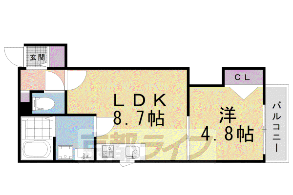 ベレーザ等持院I(1LDK/1階)の間取り写真