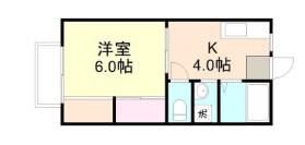 ラフォーレB棟(1K/2階)の間取り写真