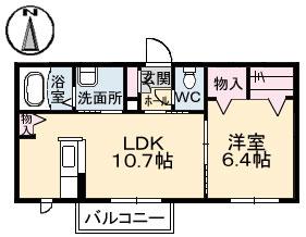 シャーメゾンリエーヴル(1LDK/1階)の間取り写真