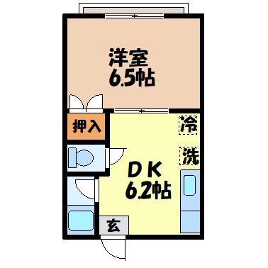 江平コーポ(1DK/2階)の間取り写真
