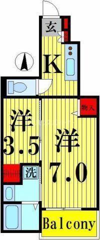 フェリーチェII(1SK/1階)の間取り写真