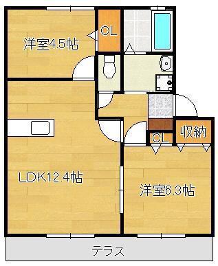 ル・シエル遠賀(2LDK/1階)の間取り写真