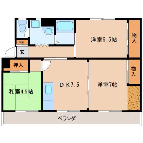 レジデンス広瀬台(3DK/2階)の間取り写真