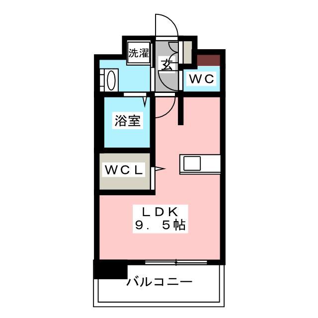 エンクレスト博多駅南STREET(1K/13階)の間取り写真