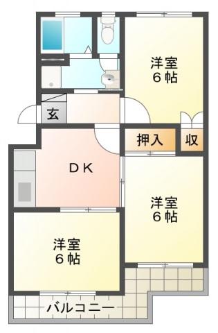 ルミエールマイII(3DK/2階)の間取り写真