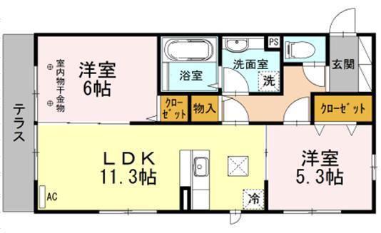 パークハウスK(2LDK/1階)の間取り写真