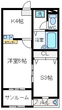 FLORA S.E.12TH(1LDK/4階)の間取り写真