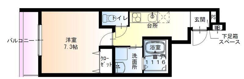 フジパレス平野郷I番館(1K/2階)の間取り写真