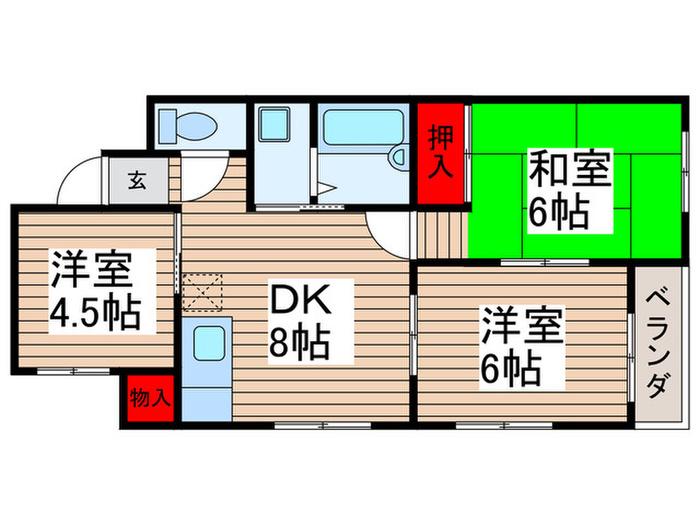 サンピア石川(3DK/2階)の間取り写真