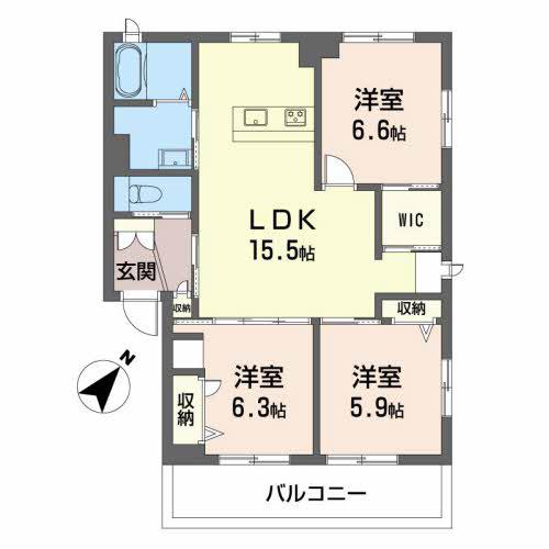 レッタヴィア(3LDK/3階)の間取り写真