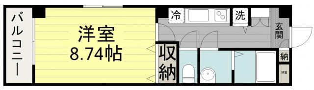 こえどテラス(1K/4階)の間取り写真