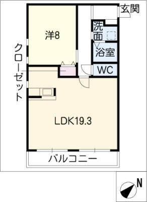 アメニティ前後(1LDK/1階)の間取り写真