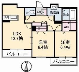 セントリビエ(2LDK/2階)の間取り写真