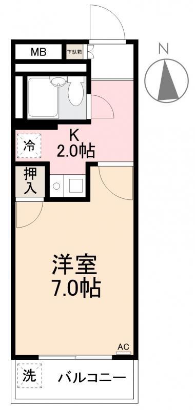 メゾンプレジール(1K/4階)の間取り写真