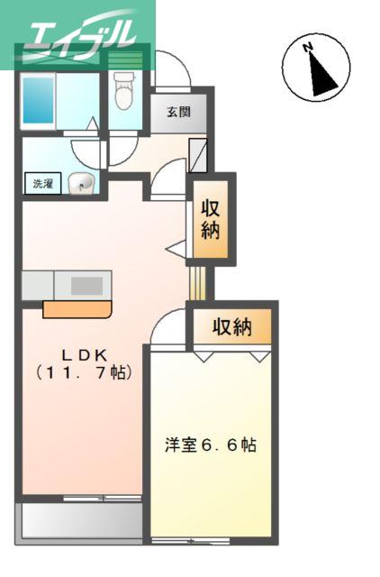 ヴィラ アマーブレス(1LDK/1階)の間取り写真