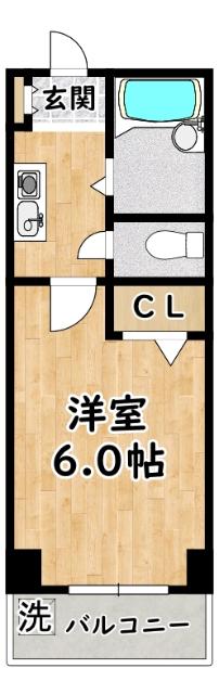 カーサ大和田(1K/2階)の間取り写真