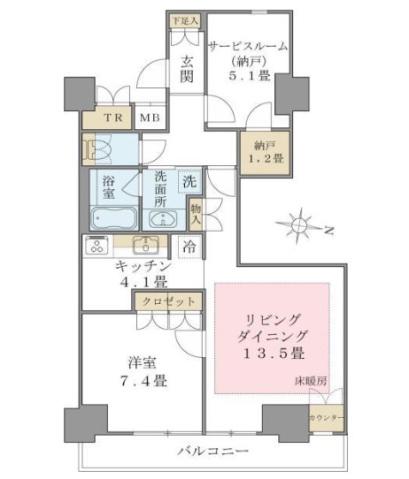 BRILLIA IST 東雲キャナルコート(1SLDK/10階)の間取り写真